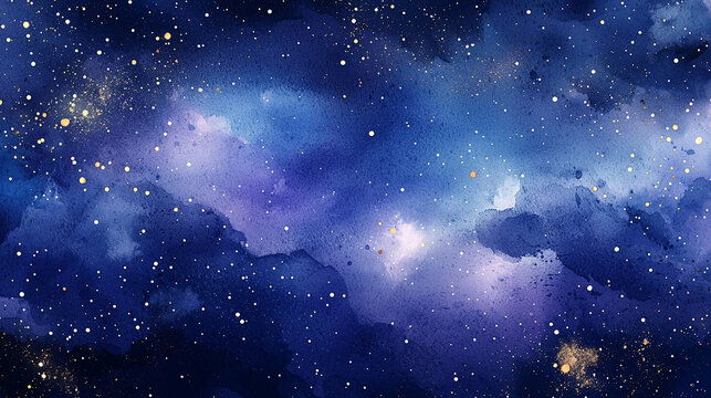 水彩で描いた星空と銀河の抽象背景テクスチャ
