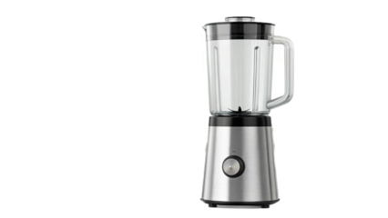 Isolated view of a stainless steel blender with a glass pitcher on a black background in a studio shot created with generated ai