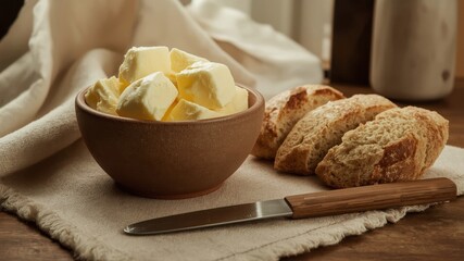 homemade farmer butter and bread