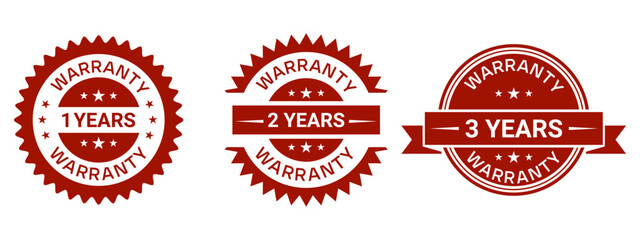 Warranty Badge Design Labels for One Two Three Year Guarantee