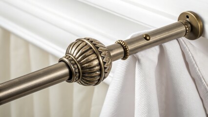 Decorative curtain rod with elegant finials enhancing window treatment style