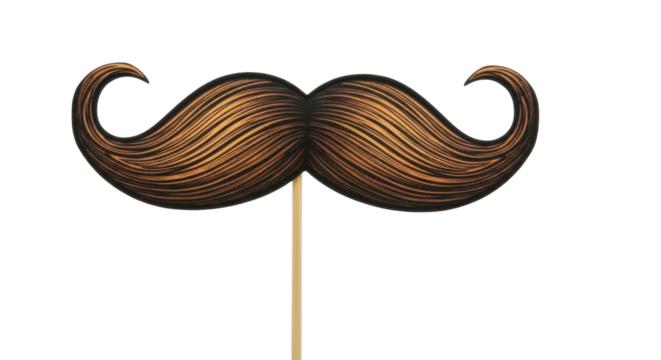 Isolated mustache on a stick, retro style, a photo booth prop for parties or events