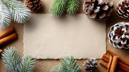 Rustic Holiday Greeting Card with Pine Cones and Spices