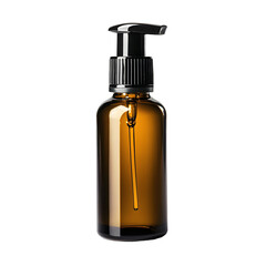 Fototapeta premium Amber Glass Spray Bottle on White Background for Beauty Products