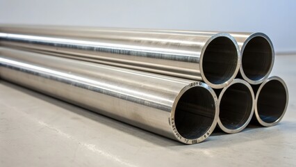 Stack of metallic pipes with smooth finish for industrial use
