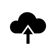 Black cloud with an upward pointing arrow on transparent background
