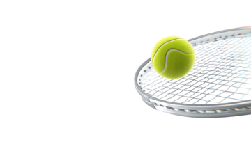 Dynamic tennis racket poised to strike a vibrant yellow ball, ready for action and intense competition