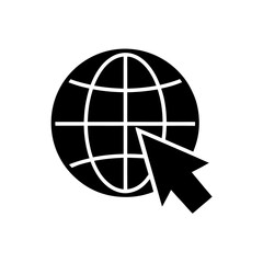 Globe with cursor pointing at the center on transparent background