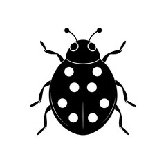 Silhouette of a ladybug with white spots on transparent background