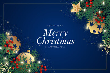 Realistic Christmas background with Christmas decorations