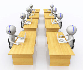 Callcenter mit 3D Figuren