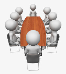 Konferenztisch und sitzende 3D Figuren, Freisteller