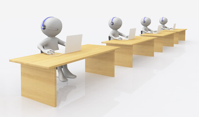 Callcenter mit 3D Figuren