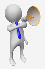 3D Figur mit Megafon, Freisteller