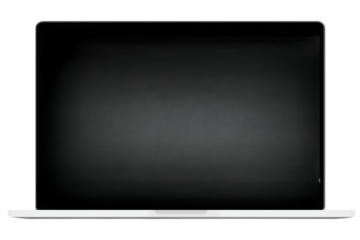 Modern sleek laptop open ready for work and creativity showcasing blank screen for your content