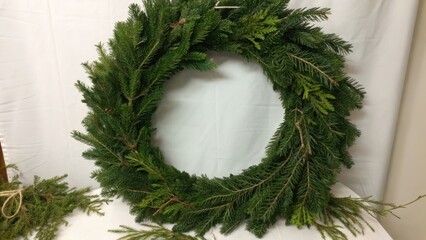 Natural evergreen wreath decorative holiday greenery arrangement