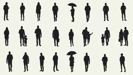 Diverse People Silhouettes Collection For Architectural Scale, Urban Design, And Graphic Projects