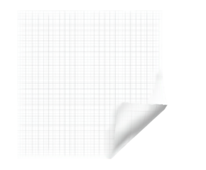 A sheet of paper with a grid pattern, isolated on transparent background