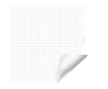 A sheet of paper with a grid pattern, isolated on transparent background