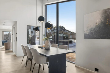 modern luxury dining room interior, 3d render