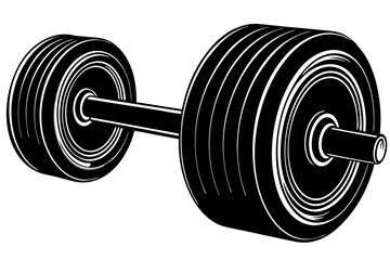 Heavy iron dumbbell weights isolated on a white background for gym fitness and bodybuilding exercise