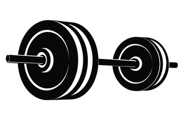 A heavy iron dumbbell for weightlifting and strength training is isolated on a white background