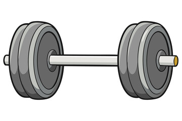 Black iron dumbbell isolated on white background for gym fitness and strength training