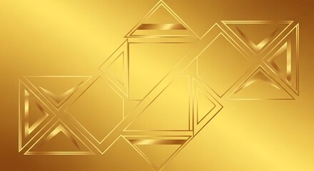 Golden Geometric Abstraction - Interlocking Shapes in Metallic Hues.
