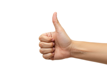 Isolated hand giving a thumbs-up gesture showing approval, agreement, or encouragement