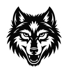 Fierce Wolf Head Silhouette - Wild Animal and Predator Symbol