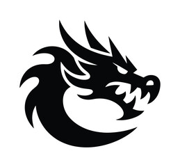 Fierce Dragon Head Silhouette - Mythical Creature Symbol