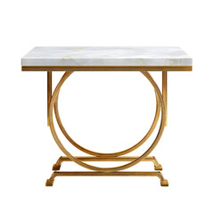 Fototapeta premium Elegant Square Table with Golden Frame Isolated on White Background