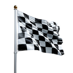 Dynamic Checkered Race Flag Illustration with Pole for Speed Racing Events
