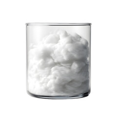 Soft White Fluffy Cloud-like Material in Clear Glass Background