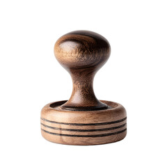 Professional Wood Tamper and Stand on White Background