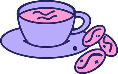 traditional brazilian coffee with beans by side in bright neon color