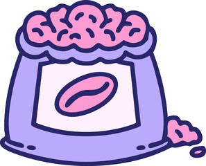 sack of brazilian coffee beans in bright neon color