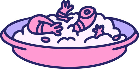 traditional brazilian vatapa shrimp dish in bright neon color