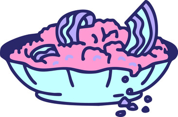 traditional brazilian farofa bacon and breadcrumbs in bright neon color