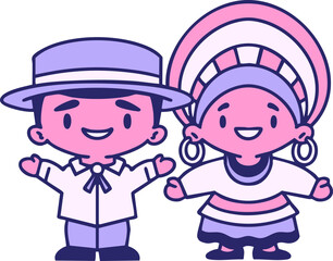 brazil couple in traditional clothing in bright neon color