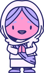 Obraz premium happy indian woman with hands together in bright neon color