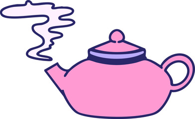 a japanese tea pot freshly brewed in bright neon color