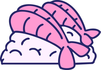 japanese fried shrimp on rice in bright neon color