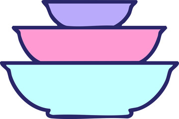 stack of ceramic cooking bowls in bright neon color