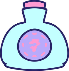 traditional clay bottle of japanese sake in bright neon color