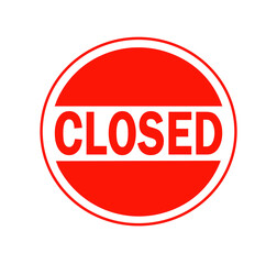 closed red rubber stamp isolated on white background