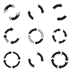 Obraz premium Diverse Arrow Circulation Designs A Collection of Circular Flow Vectors Depicting Rotation and Cycle Processes for Diagrams and Presentations
