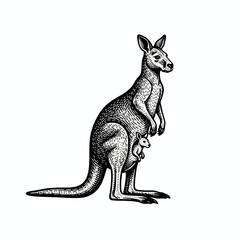 Kangaroo Illustration: A detailed illustration showcasing a kangaroo with its joey.