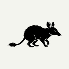 Bilby Silhouette in Motion: An elegant silhouette of a bilby gracefully traversing a clean backdrop, embodying the charm of this unique marsupial. 