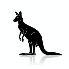 Kangaroo Silhouette: A striking black and white silhouette of a kangaroo stands proudly, its muscular form and powerful tail conveying the animal's strength and agility.